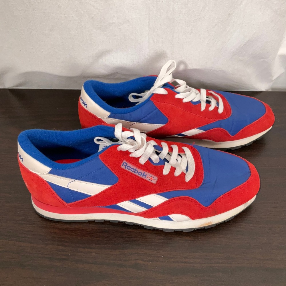 Reebok Rapide Shoes Men 10.5  Red Blue Suede Nylon Running Sneakers Retro V62130 - Picture 3 of 7